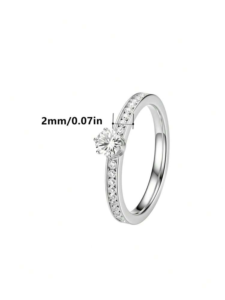 1件獨特奢華不鏽鋼女款承諾戒指，女性珠寶飾品，情侶婚戒禮物，適合日常、婚禮與週年紀念佩戴 - 戒指 - 查看 9