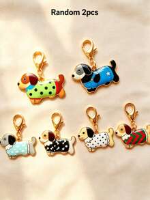 1pc Cute Dachshund Keychain! Enamel Puppy Bag Charm, Metal Clasp Design, Multiple Colors Available, Versatile Accessory. - Multicolor - View 6