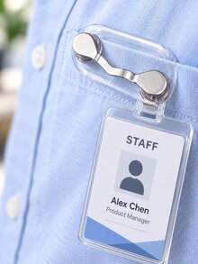 1pc Hanging Eyeglass Clip, Pin-Style -Functional Wearable Apparel Clip, Eyeglass And Earphone Cable Clip,Employee ID Badge - Multicolor - View 3