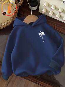 Tween Boy Fun Graphic Print Pullover Sweatshirt, Warm & Comfortable Thermal Lined Pullover Sweatshirt For Autumn/Winter - Navy Blue - View 4