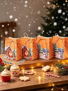 10pcs/50pcs/Pack Party Gift Boxes Christmas New Paper Boxes Christmas Candy Boxes Cookie Boxes Dessert Boxes Party Gift Paper Boxes Decorative Christmas Atmosphere Boxes - View 3