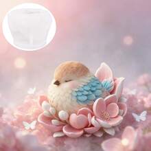 1pc 3D Bird Perched On Flower Candle Mold, Realistic Bird Design, Suitable For Making Small Outdoor Garden Decor, Aromatherapy Plaster Crafts, Resin Gifts, And Home DIY Decorations For Holiday Atmosphere. Made Of Soft Silicone Material, Easy To Demold And Clean - White - View 5
