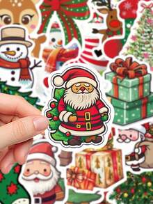 100pcs Santa Claus Stickers Christmas Gifts Adorable Cartoon Laptop Notebooks Mobile Phone Case Decorative Stickers - A - View 6