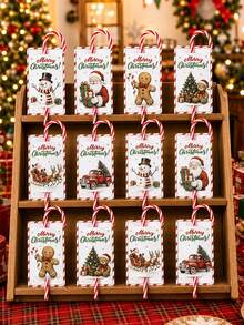 48Pcs Christmas Candy Cane Gift Cards, Vintage Christmas Paper Cards, Santa Claus Snowman Reindeer Gingerbread Design Christmas Gift Tags, Holiday Gift Packaging, Christmas Gift Wrapping, Christmas Gift Packaging, Christmas Decoration, Christmas Party Supplies, Home Gathering Supplies, Christmas Gifts, Merry Christmas, Home Decor, Table Decor, Christmas Party Offers, 2026 Christmas Decoration, Christmas - Multicolor - View 7