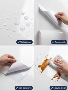 1 Roll White Glossy Vinyl Self-Adhesive Wallpaper, Suitable For Furniture, Kitchen Cabinets, Tables And Waterproof Doors - White - View 5