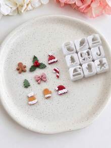 Christmas Snowman Clay Cutters For Earrings, Festive Acrylic Polymer Clay Earring Cutter Mold, Layered Body, Hat Shape, Earring Making Supplies - White - View 4