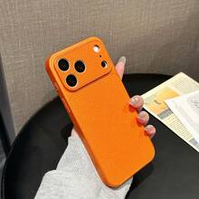 奢華 PU 皮革荔枝紋理啞光手機殼，相容 iPhone 18 Pro Max 18 Pro，防指紋硬殼，適用 17 Pro Max 16 Pro Max 15 14 Plus 13 Pro Max 12 11 16e 17e，18 & 17 系列大窗蓋 - 橘色 - 查看 2