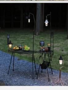 3pcs Stainless Steel Camping Table Hook Rods Without Ground Stake - Durable, Multi-Functional Hooks For Hanging Lights, Clothes And Outdoor Accessories - Perfect For Outdoor Adventures, Camping Gear, Modern Camping Equipment, Durable Structure, Camping Hooks - Multicolor - View 6