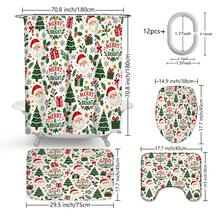1pc/4pcs Cartoon Santa Claus Head Pattern Multi-Functional Bathroom Decor Shower Curtain Set, Free 12 Hooks, Premium Holiday Atmosphere, Bathroom Mat, U-Shaped Floor Mat And Round Toilet Lid Cover, Suitable For All Scenes Decoration, Bathroom Set - Cartoon Santa Claus Head - View 13