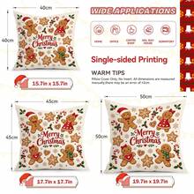 4pcs/1pc Christmas Gingerbread Man Pattern Pillow Case Without Insert, Single-Sided Printed Pillow Case, Suitable For Living Room, Bedroom, Home Decor, All-Season Pillow Case - Multicolor - View 3