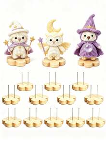 Wooden Doll Base Crochet Display Stand - Combinable Display Stand - Decorative Crochet Doll Support - Fixing And Displaying Of Doll Figurines - Suitable For Home Decoration And Interior Arrangement - School Teaching Material Preparation - Flower Shape - View 1
