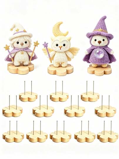 Dudukan Pajangan Boneka Kayu Rajutan - Dudukan Pajangan yang Dapat Dikombinasikan - Penopang Boneka Rajutan Dekoratif - Untuk Menempatkan dan Memajang Figur Boneka - Cocok untuk Dekorasi Rumah dan Penataan Interior - Persiapan Bahan Ajar Sekolah