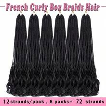 6 Paket Rambut Kepang Kotak Dewi 22 Inci dengan Ujung Keriting, Ekstensi Rambut Kepang Sintetis Pra-Loop, Kepang Boho Aneka Warna, Hadiah Alat Rambut Gratis untuk Pesta Cosplay Halloween dan Pemakaian Sehari-hari - MultiWarna - View 7