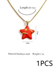 1 buah Kalung Bintang Enamel Dekorasi Musim Gugur Stainless Steel 304 Wanita, Liontin Bintang Warna-warni Lucu, Rantai Ular, Gaya Musim Gugur, Rantai Ular Manis & Keren Estetik - kalung - View 8