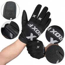 ROXF 1 Pair Full Finger Touchscreen Motorcycle Riding Gloves, Breathable Anti-Slip Shock-Absorbing, Off-Road & Mountain Bike Riding Gloves, Unisex - Black - View 5
