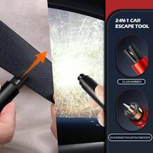 2-Piece Multifunctional Car Safety Hammer Set With Seat Belt Cutter & Glass Breaker – Emergency Escape Tool For Vehicles, Essential For Family Cars & Daily Commuters - A - View 2