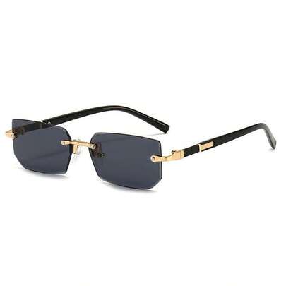 1 Pair Men's Casual Vintage Rimless Square Black Fashion Glasses, Suitable For Daily Wear, Summer Beach, Decoration, And Street Style.