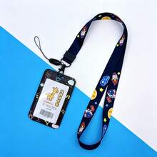 1 Set Black Astronaut Card Holder Lanyard, Cute Spaceman Student Card Holder Halter Detachable Key Holder - Black - View 3