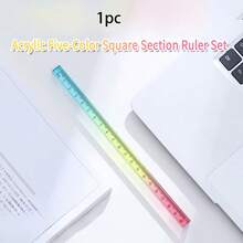 MOTARRO Cubo de Regla Colorido Herramienta de Dibujo Geométrica Útiles Escolares de Aprendizaje de Matemáticas Suministros de Medición de Dibujo Ayuda de Enseñanza de Matemáticas Forma Geométrica de Plástico Multifuncional - A - Ver 14