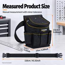 TKIGZNW A007 1Pc Covered Tool Waist Carrier Lightweight 0.25KG Solid Shaping Base Multi Compartment Storage Belt Pouch For DIY Handyman - Black - View 12