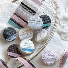 Pita Washi Renda Bergelombang, Motif Polkadot & Papan Ketik Piano, Pita Perekat Dekoratif Bergaya Vintage untuk Jurnal, Scrapbooking & Hiasan Album - A - View 4