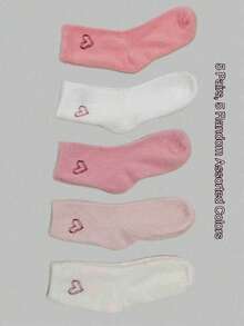 Women's Thick Warm Wool Lined Socks, 5 Pairs/Pack, Suitable For Spring, Autumn And Winter, Cute Style, Available In Solid Color And Heart Pattern, Made Of Mink Fur Material, Suitable For Pregnant Women; Simple Solid Color And Calf Socks (Randomly Shipped). - Multicolor - View 7
