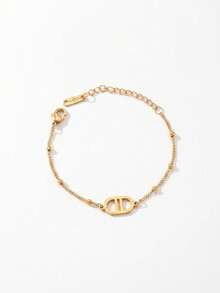 18K Gold Plated Pig Nose Stainless Steel Minimalist Finger Chain, Elegant Mother's Gift, Suitable For Daily, Party, Formal Occasions, Adjustable Finger Jewelry For Women, Perfect For Dating, Vacation, Anniversary, Birthday Gift, Women's Fashion Accessory - Gold - View 4