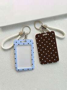 Polka Dot Pattern Personalized Retractable Card Holder, Keychain Pendant Bag Decoration, Student ID/Bus Card Protective Sleeve, Suitable For Office Workers And Students Daily Use - Multicolor - View 2
