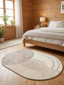 1pc Elegant Easy Line Oval Rug - Ultra-Soft Decor Carpet For Living Room, Bedroom And Bedside - Non-Slip, Thickened, Machine Washable, Floor Mat To - Multicolor - View 5