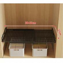 Carbon Steel Expandable Storage Rack, Space-Saving Stackable Metal Organizer, Adjustable Design, Suitable For Kitchen, Bedroom, Desk, Shoe Cabinet, Bookshelf, Wardrobe, Multi-Functional Storage Organizer, Compatible With Various Storage Systems - Multicolor - View 11