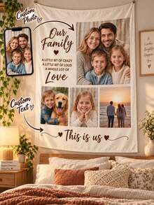 Custom Photo Wall Tapestry Personalized Family Picture Hanging, Smooth Polyester Vertical Tapestry With Custom Photo And Custom Text, Decorative Wall Art For Bedroom Living Room, Family Gift Home Decor - Multicolor - View 2