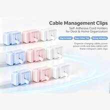 3 piezas Organizador de cables de escritorio, soporte de almacenamiento de cables de datos con interruptor basculante, clip de gestión de cables, organizador de cables, dispositivo de almacenamiento y fijación de cables, accesorio de escritorio, compacto y fácil de instalar - Multicolor - Ver 1