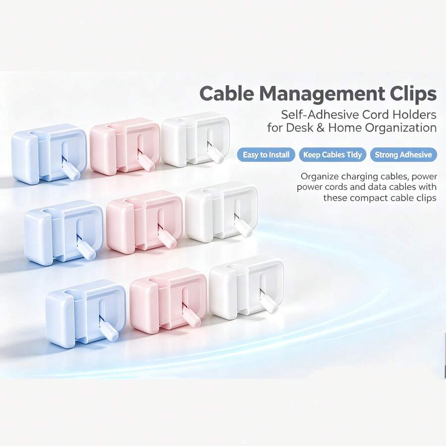 3 piezas Organizador de cables de escritorio, soporte de almacenamiento de cables de datos con interruptor basculante, clip de gestión de cables, organizador de cables, dispositivo de almacenamiento y fijación de cables, accesorio de escritorio, compacto y fácil de instalar - Multicolor - Ver 1