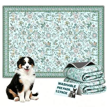 1pc/2pcs Washable Dog Pee Pads, Reusable Fashionable Non-Slip Leak-Proof Pet Training Pads For Dog Crate And Floor
