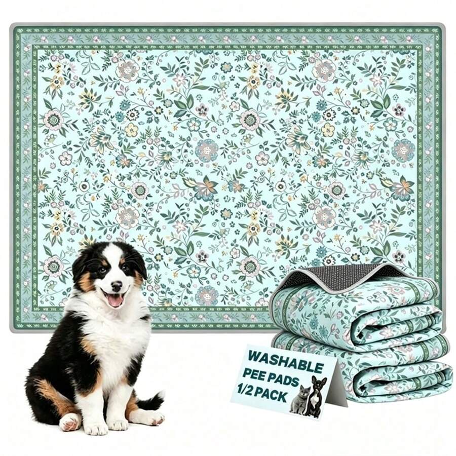 1pc/2pcs Washable Dog Pee Pads, Reusable Fashionable Non-Slip Leak-Proof Pet Training Pads For Dog Crate And Floor