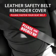 1pc PU Leather Car Seat Belt Shoulder Cover, PLEASE BUCKLE UP Letter Print Universal Safety Belt Pad, Anti-Friction Seatbelt Protector, Car Interior Decor Accessories - A234 - View 7