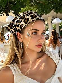 Retro Leopard Print Triangle Headband, Women's Hairstyle Accessory, European Style Fabric Hair Accessory, For Leisure And Vacation. - Multicolor - View 6