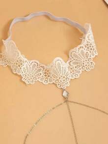 1pc Sexy Lace Rhinestone Tassel Thigh Chain, Fashionable Elegant Elegant Sexy Party Daily Wear Accessory, Holiday Gift, Halloween Accessory, Elastic (Do Not Pull Too Hard, Handmade May Have 1-3cm Error) - White Lace Rhinestone Tassel Leg Chain - View 6