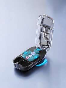 Portable Precise Pill Cutter, Can Cut Tiny Pills Evenly Into Half, One-Third And One-Fourth, Travel Pill Box, 4 Colors Available: Pink, Green, Black, Cream White - Multicolor - View 7
