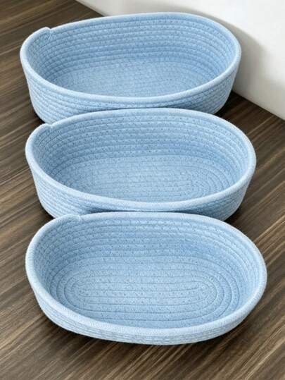 XqYBB Hand-Woven Oval Storage Basket, Small Hanging Woven Basket, Suitable For Living Room, Bedroom, Game Room, Snack Storage, DIY Rope Woven Basket, Holiday Decoration, Gifts, Toy Storage, Back-To-School Season Applicable