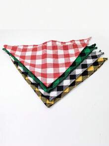 1pc Personalized Dog Plaid Scarf, Customizable Name, Dog Tie Name Design Plaid Scarf Triangle Bandana Headscarf, Pet Christmas Outfit Accessory, Suitable For Small And Medium Dogs And Cats, Birthday Gift, Custom Icon Dog Clothes Cat Clothes, Yellow - Yellow - View 10