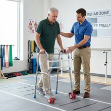 Foldable Lightweight Walking Frame With 2 Wheels – Compact Folding Walker For Easy Storage & Transport, Mobility Aid For Elderly & Adults - Silver - View 4