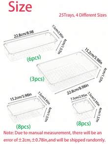 25/16/12/8/4/1pc Transparent Cosmetic Storage Box, Drawer Organizer, Makeup Organizer, Desktop Divider Storage Box, 4 Sizes Stackable Interlocking Storage Tray, Multi-Functional Transparent Divider Storage Box, For Makeup Storage, Office Stationery Storage, Can Be Placed In Room Accessories, Vanity, Home Desk, Kitchen, Office, Perfect Gift For Women On Holidays - Multicolor - View 4