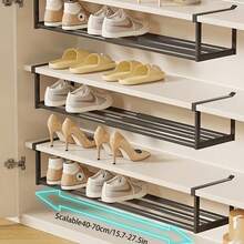1pc Multi-Functional Shoe Storage Rack, Expandable Hanging Storage Shelf, Under-Shelf Shoe Rack, Cabinet Layered Storage, Space-Saving Closet Organizer For Bedroom, Bathroom And Living Room - Multicolor - View 8