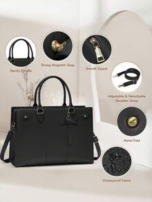 Laptop Bags For Women PU Leather Work Bags For Women Tote Bag Large Handbag Shoulder Bag For Office 15.6 Inch Business - Multicolor - View 4