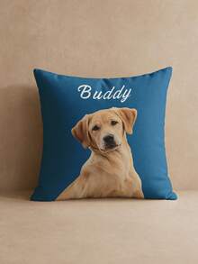 1pc Personalized Photo & Name Pillowcase, Wedding Couple Commemorative Gift, Home Decor, Valentine's Day, Christmas, Thanksgiving, Mother's Day, Father's Day, Gift For Dad Or Mom, New Year Pattern, Baby/Couple/Family Photo, Single-Sided Print - Multicolor - View 5