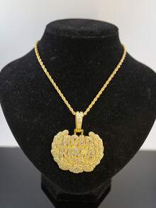 Men's Full Rhinestone ROAD RUNNER Letter Pendant Necklace, Thick Cuban Chain, Hip Hop Rap Street Style Jewelry - ROAD RUNNER - View 19