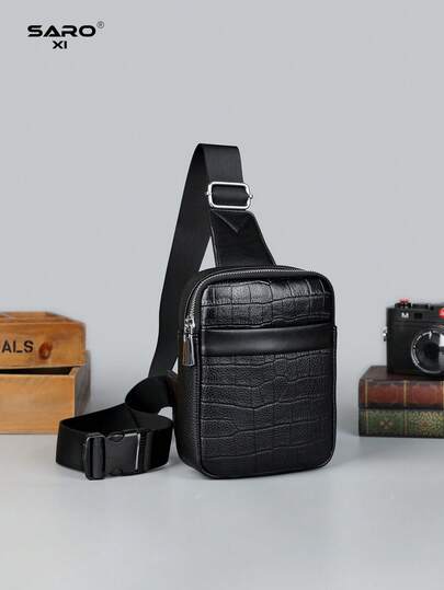 saroxi Fashionable Street Men's Chest Bag Crossbody Bag Daily Commute Practical Small Square Bag Outdoor Cycling Shoulder Bag Waist Bag Adjustable Strap Commute Sports Personalized Black Gift For Boyfriend Unisex Youth Back To School Supplies Pouch Bag