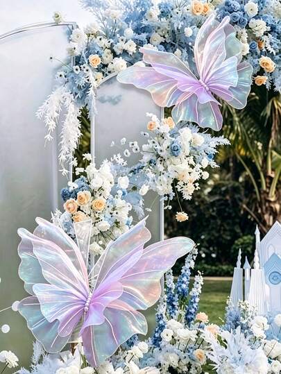 Artificial Butterfly Flowers, Artificial Wedding Butterfly Decor, 3D Butterfly Wall Decor, Silk Artificial Butterflies, Wedding Decoration, Wedding Venue Decor, Outdoor Garden Decor, Store Window Birthday Party Theme Decor, Summer Decor, Home Living Room Decor, Wreath Decor, Large Floral Decor, Table Centerpiece Decor, Patio Balcony Decor, Wall Decor, Gift