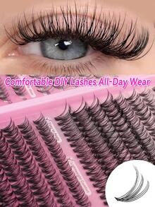 640/592/576 Clusters Segmented Lash Extensions, 8-16mm D Curl 10D-150D Fluffy Thick Individual Lashes, Waterproof Ultra-Soft Single Cluster Eyelashes For Daily Wear, Dating, Party, Christmas, Halloween. - Multicolor - View 11